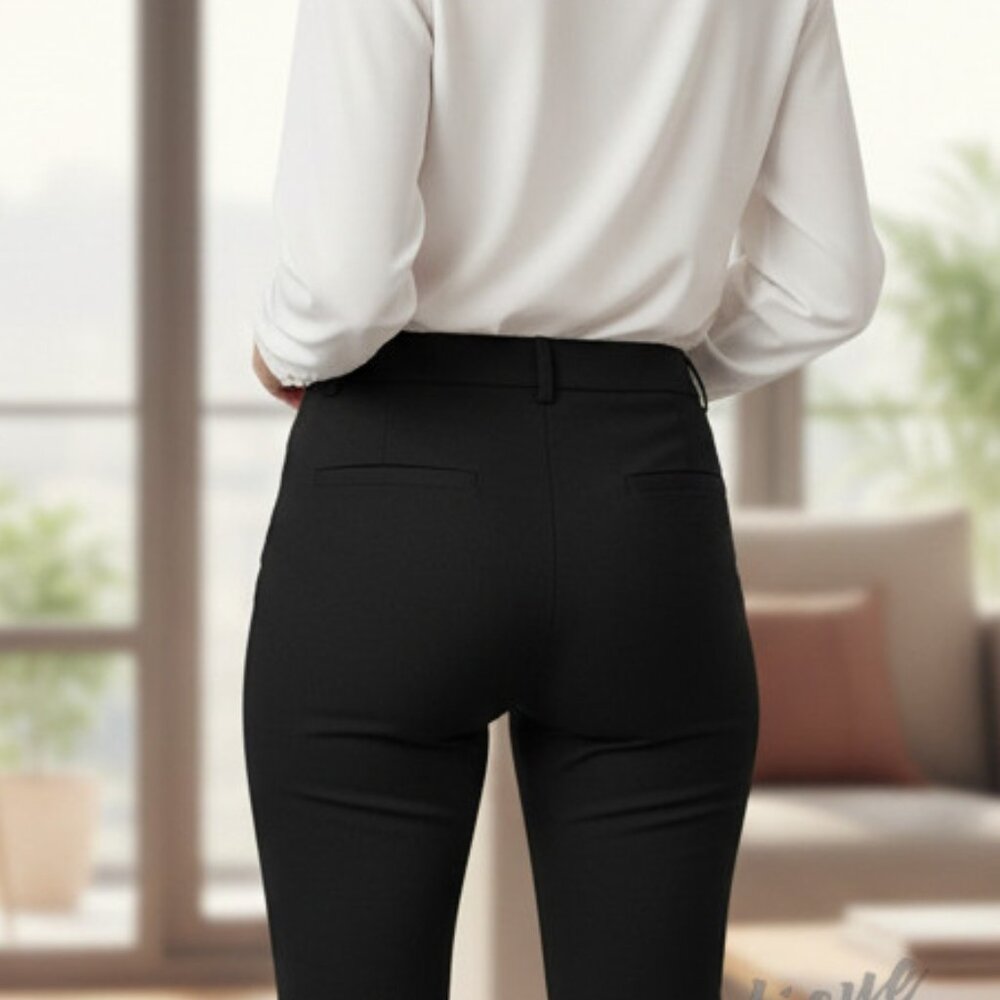 LOFT Sleek Slimming Side Ziper Pull On Black Skinny Dress Pants - Picture 3 of 10